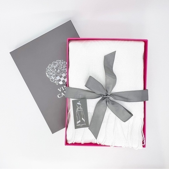 Vince Camuto Wrap Scarf Winter White Fringed Shawl Topper Metallic Gift New NWT - Picture 8 of 8